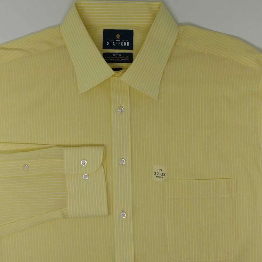 Stafford Men's Broadcloth Striped L/S Dress Shirt